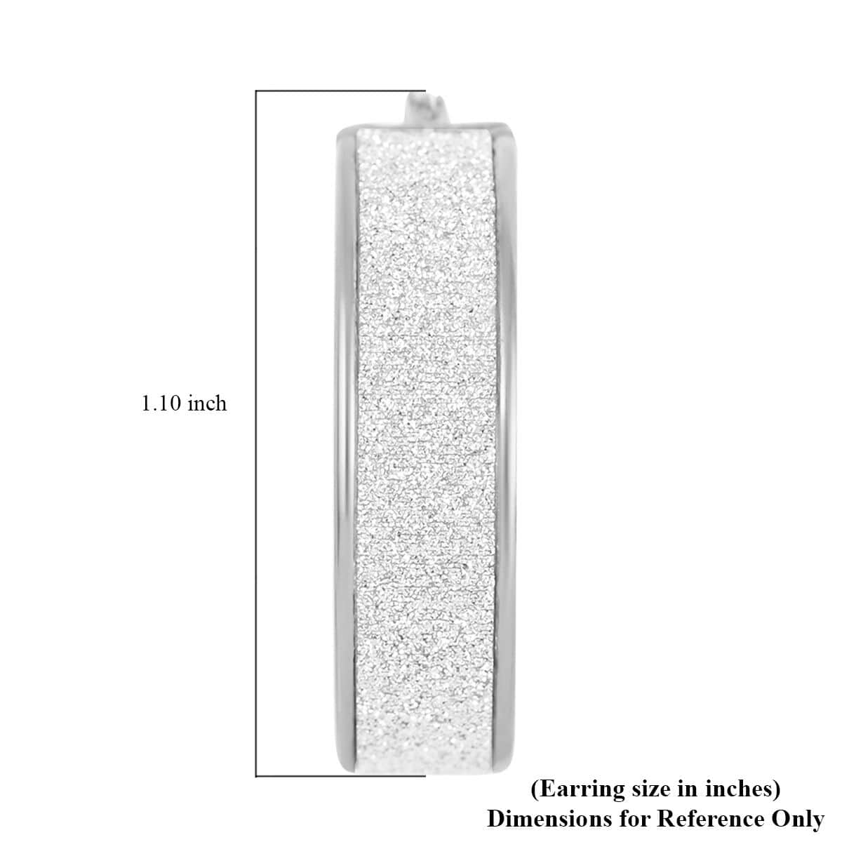 Rhodium Over Sterling Silver Sparkle Hoop Earrings 3.75 Grams image number 4