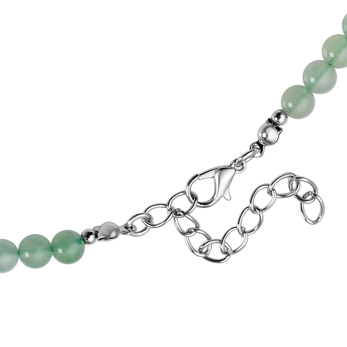 Green Aventurine Beaded Necklace 18-20 Inches in Silvertone 137.00 ctw image number 3