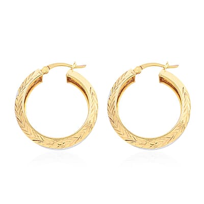 14K Yellow, Rose Gold Over and Sterling Silver Textured Hoop Earrings 3.85 Grams