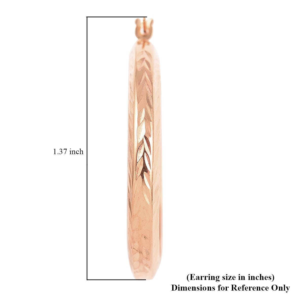 14K Rose Gold Over Sterling Silver Textured hoop Earrings 2.35 Grams image number 4