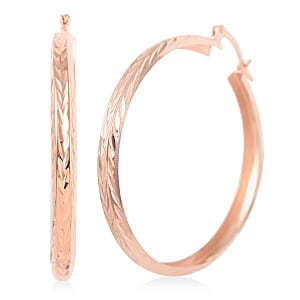 14K Rose Gold Over Sterling Silver Textured Hoop Earrings 2.70 Grams
