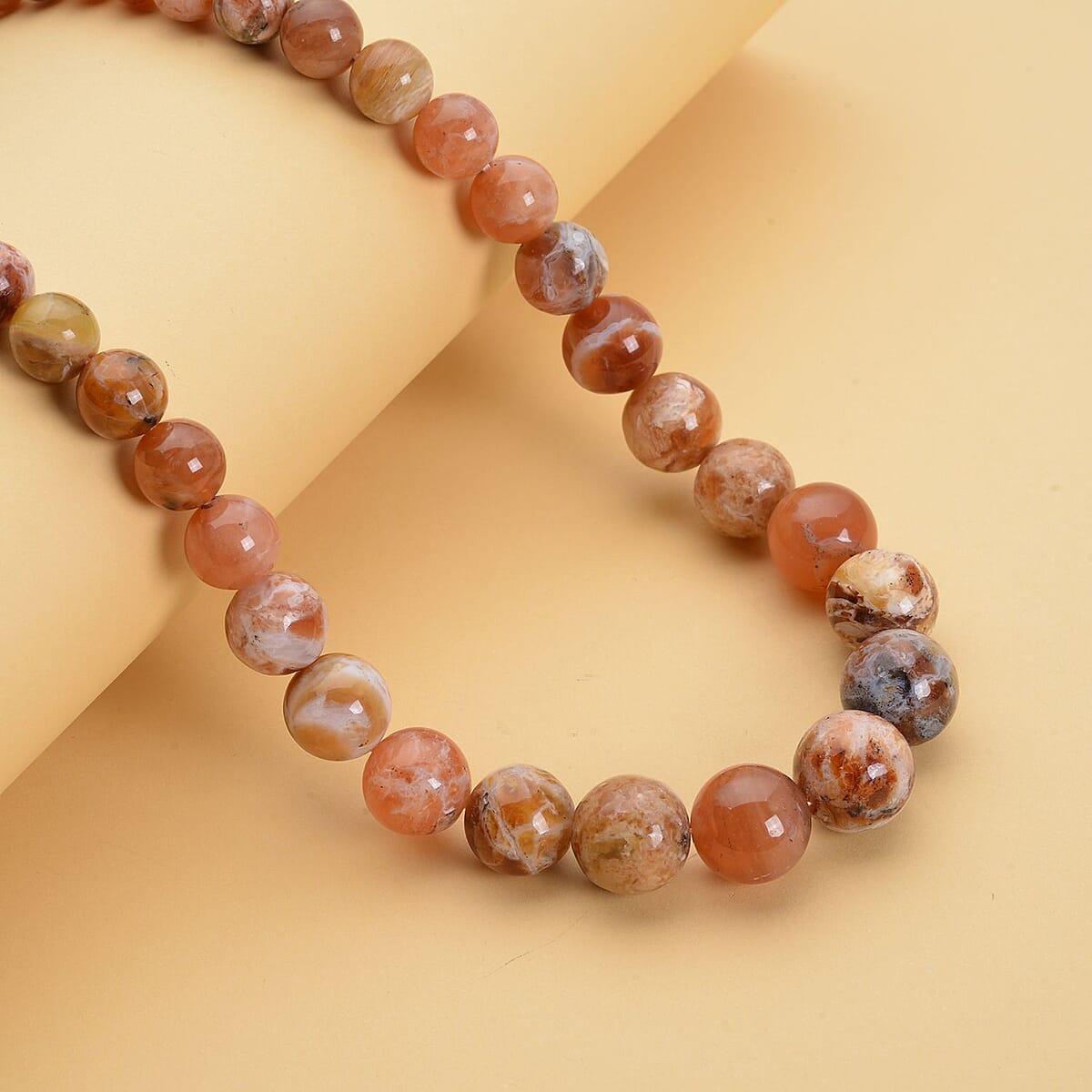 Multi Opal 7-14mm Beaded Necklace 20 Inches in Rhodium Over Sterling Silver 578.00 ctw image number 1