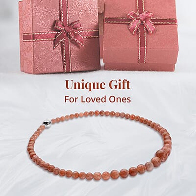 Tanzania Golden Sunstone Bead Necklace In Rhodium Plated Sterling Silver, Silver Beaded Necklace For Women (20 Inches) 578.00 ctw