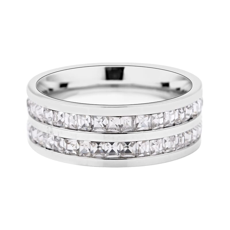 Austrian Crystal Half Eternity Band Ring in Stainless Steel (Size 10.0)