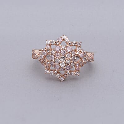 Natural Pink Diamond I3 Floral Ring in Vermeil Rose Gold Over Sterling Silver (Size 10.0) 1.00 ctw