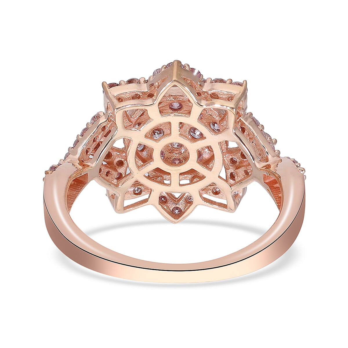 Natural Pink Diamond I3 Floral Ring in Vermeil Rose Gold Over Sterling Silver (Size 10.0) 1.00 ctw