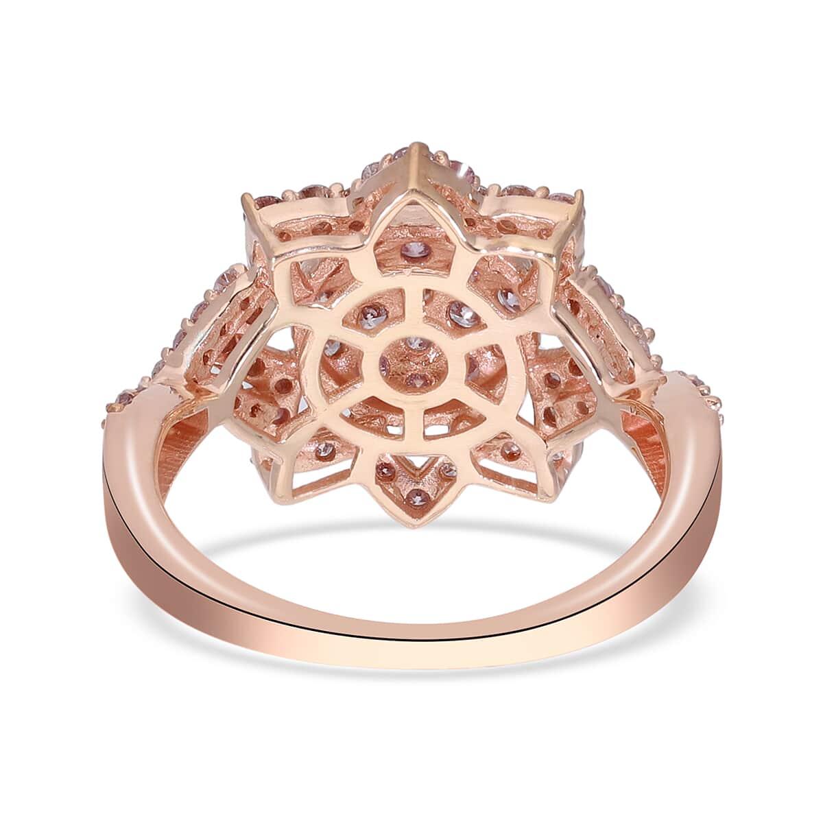 Natural Pink Diamond Floral Ring in Vermeil Rose Gold Over Sterling Silver (Size 10.0) 1.00 ctw image number 4