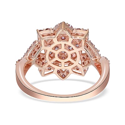 Natural Pink Diamond I3 Floral Ring in Vermeil Rose Gold Over Sterling Silver (Size 10.0) 1.00 ctw