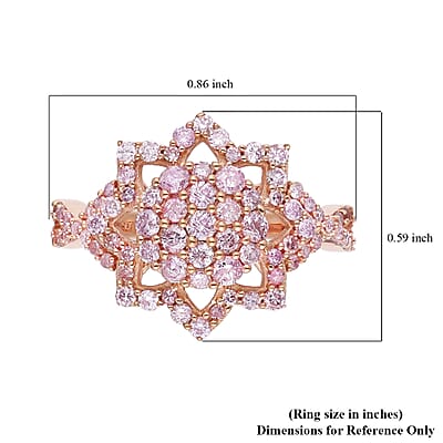 Natural Pink Diamond I3 Floral Ring in Vermeil Rose Gold Over Sterling Silver (Size 10.0) 1.00 ctw
