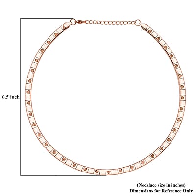 Omega Heart Pattern Collar Necklace (17-19 Inches) in ION Plated RG Stainless Steel (15.50 g) | Tarnish-Free, Waterproof, Sweat Proof Jewelry