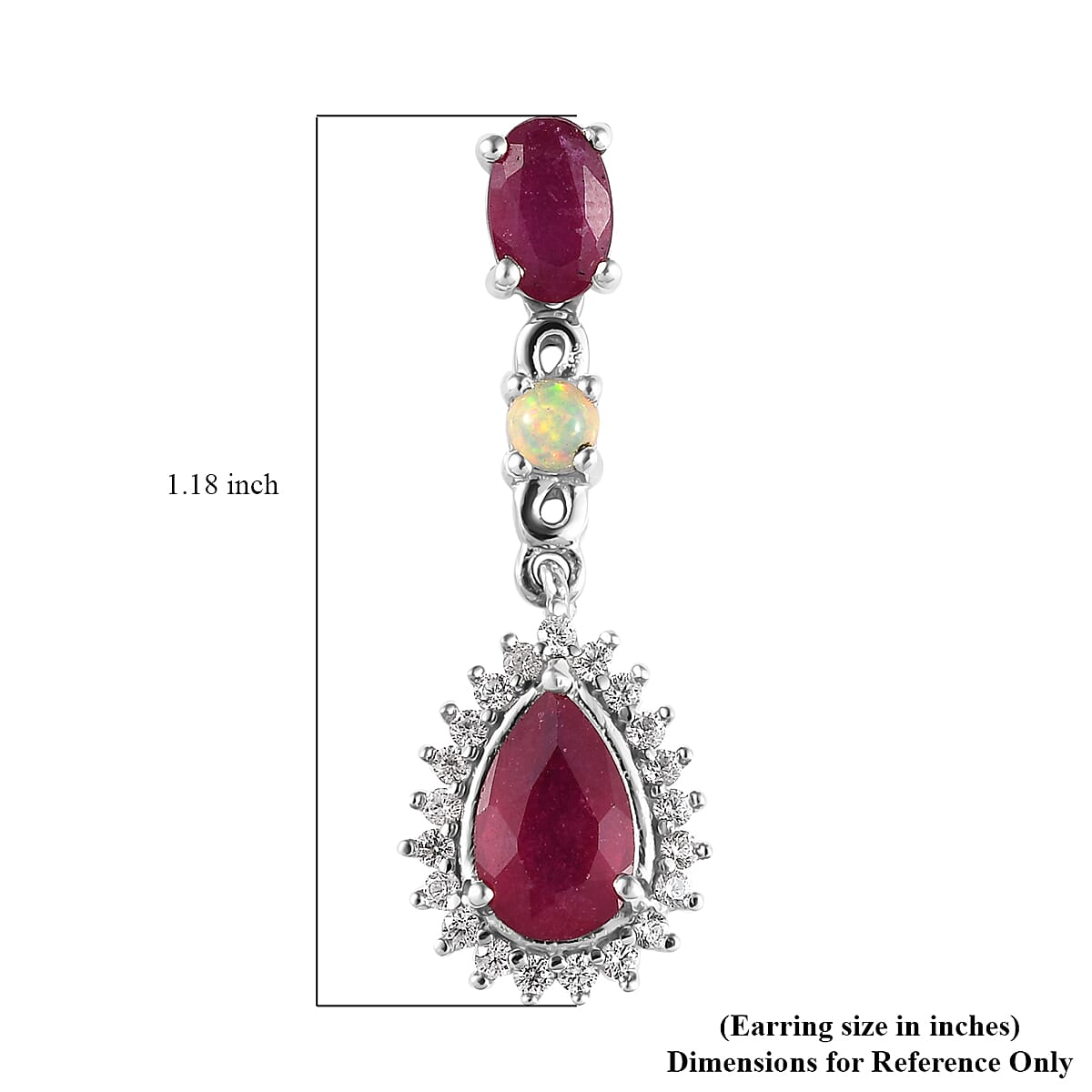 Niassa Ruby (FF) and Multi Gemstone Dangling Earrings in Platinum Over Sterling Silver 4.40 ctw image number 4