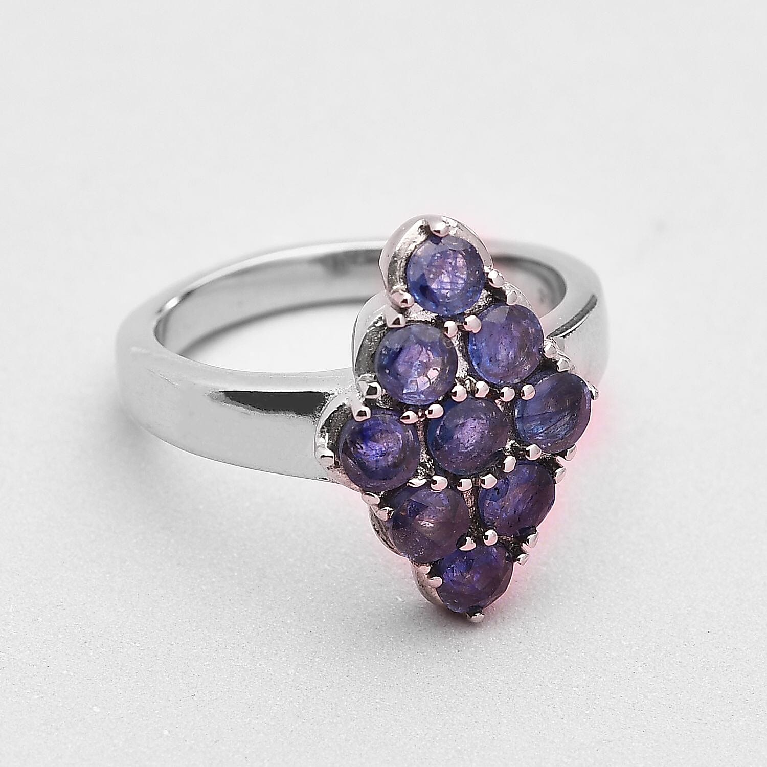 Masoala Sapphire (FF) Elongated Ring in Stainless Steel (Size 10.0) 1.25 ctw