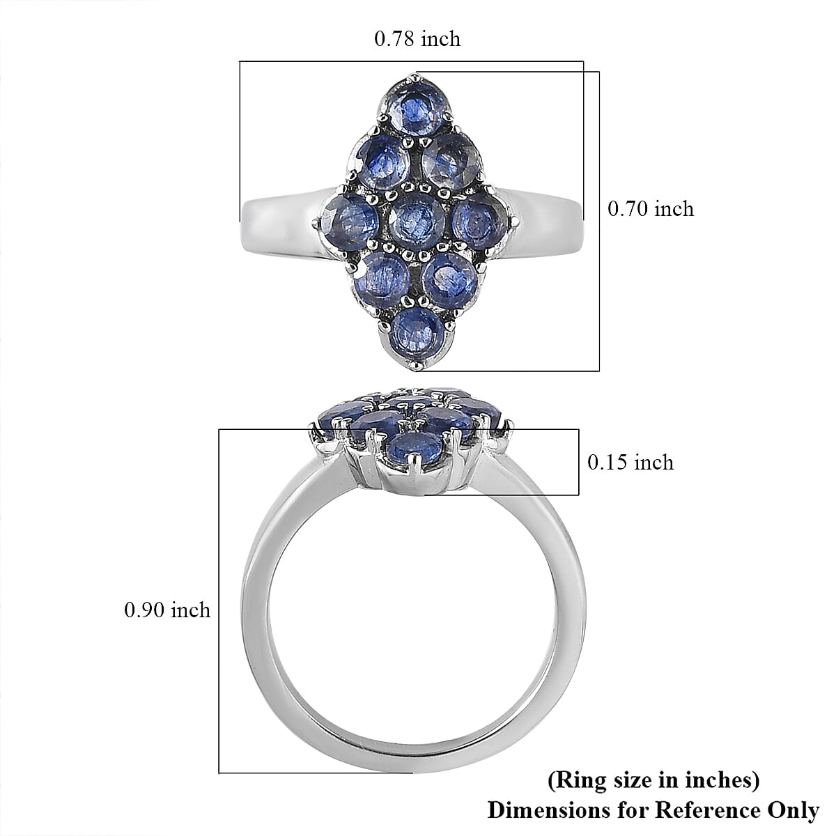 Masoala Sapphire (FF) Elongated Ring in Stainless Steel (Size 10.0) 1.25 ctw