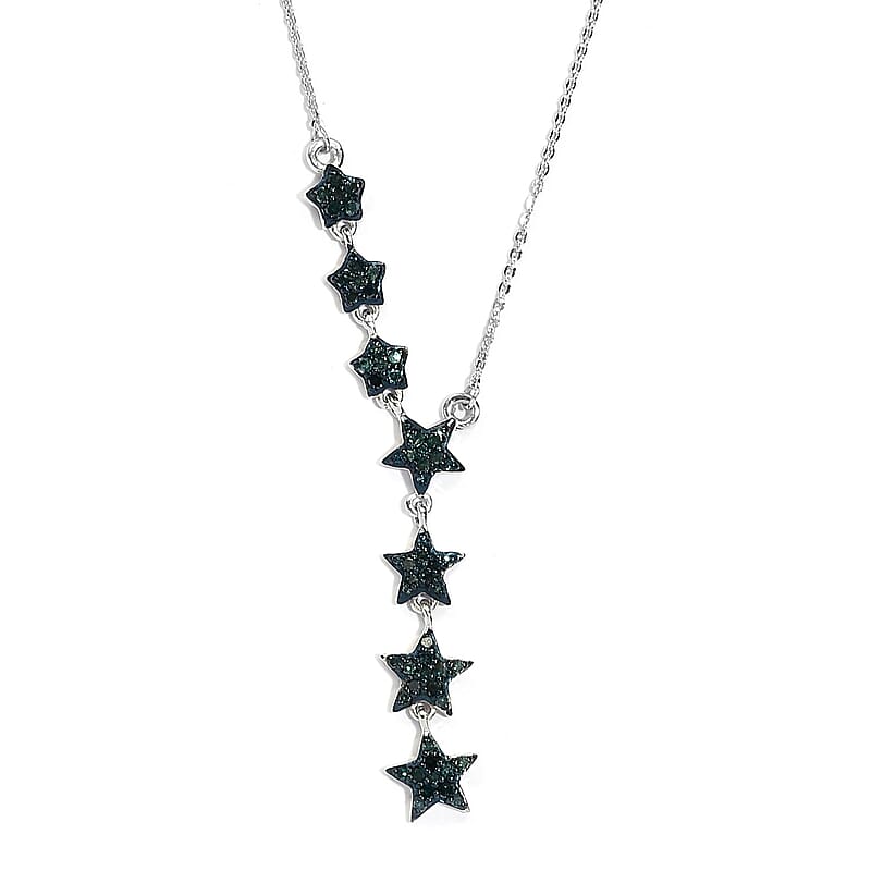 GP Celestial Dream Collection Blue Diamond Fancy Necklace 20 Inches in Platinum Over Sterling Silver 0.50 ctw
