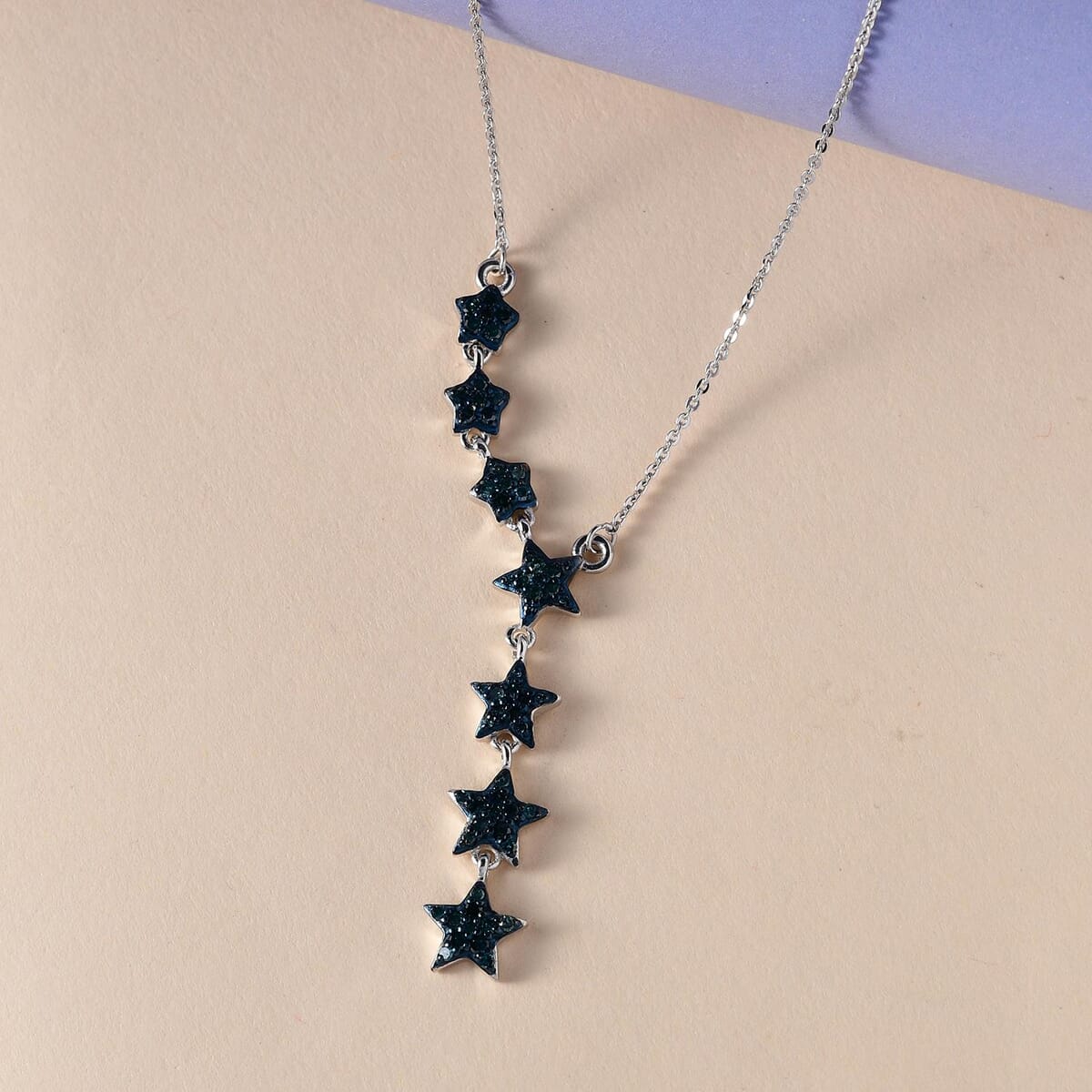 GP Celestial Dream Collection Blue Diamond Fancy Necklace 20 Inches in Platinum Over Sterling Silver 0.50 ctw image number 1