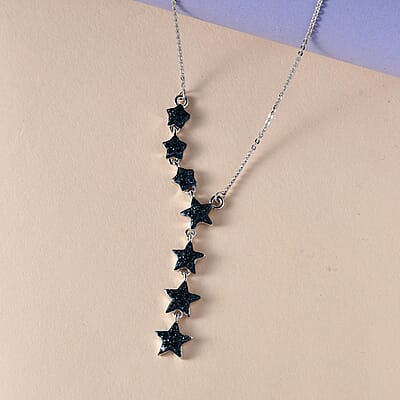 GP Celestial Dream Collection Blue Diamond Fancy Necklace 20 Inches in Platinum Over Sterling Silver 0.50 ctw