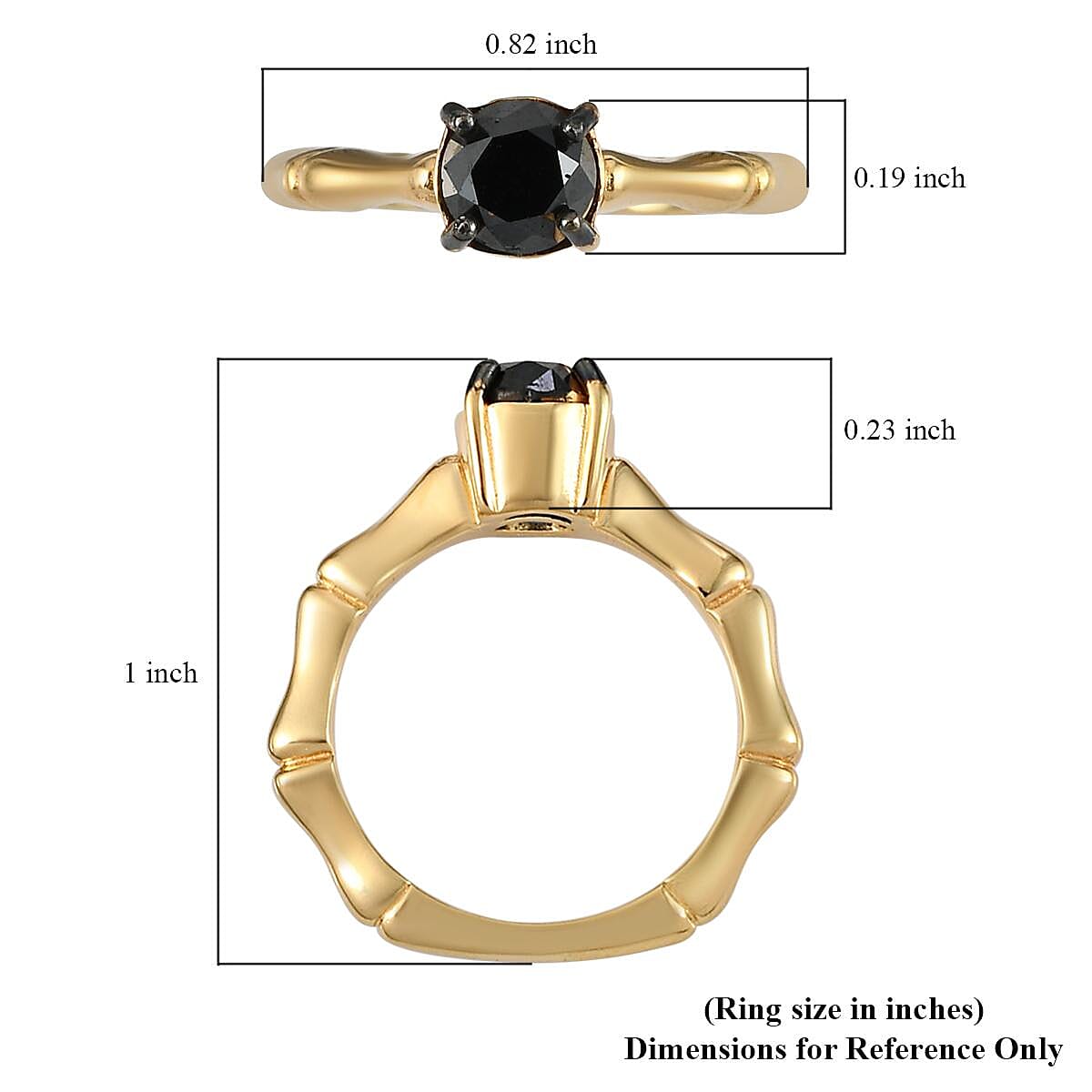 GP Italian Garden Collection Black Diamond (IR) Solitaire Ring in Vermeil YG Over Sterling Silver (Size 10.0) 1.00 ctw image number 5