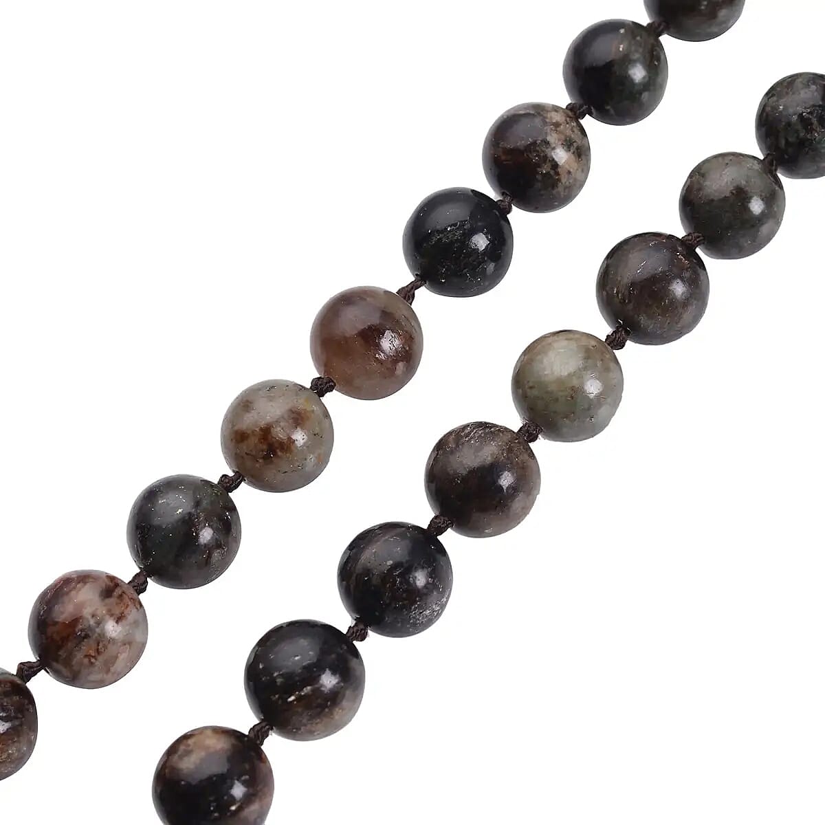 African Biotite 333.00 ctw 9-11mm Beaded Necklace 20 Inches in Rhodium Over Sterling Silver image number 5