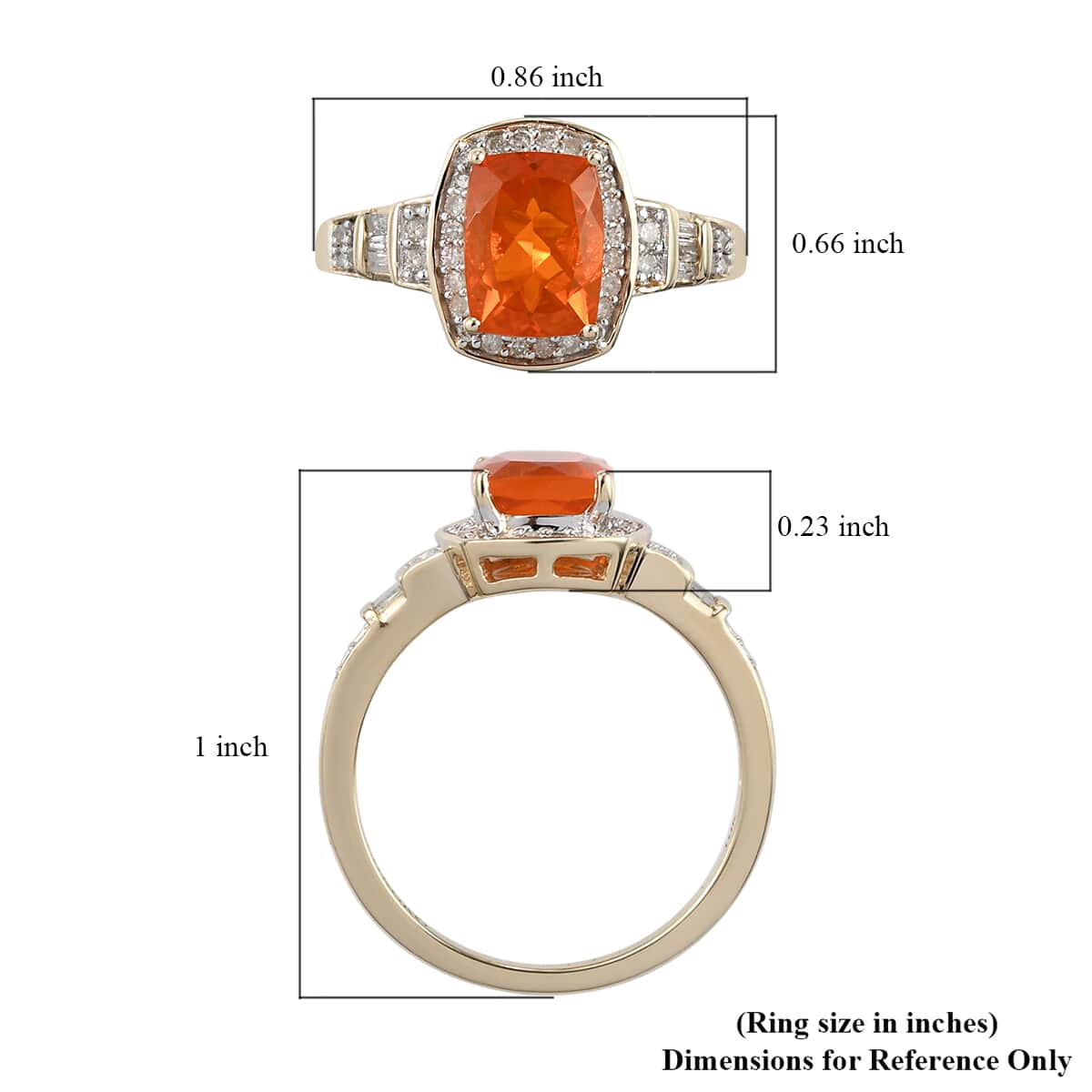 Luxoro 10K Yellow Gold Premium Mexican Fire Opal and Diamond Ring (Size 10.0) 2.75 Grams 1.25 ctw image number 5