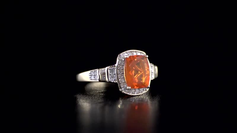 Luxoro 10K Yellow Gold Premium Mexican Fire Opal and Diamond Ring (Size 10.0) 2.75 Grams 1.25 ctw