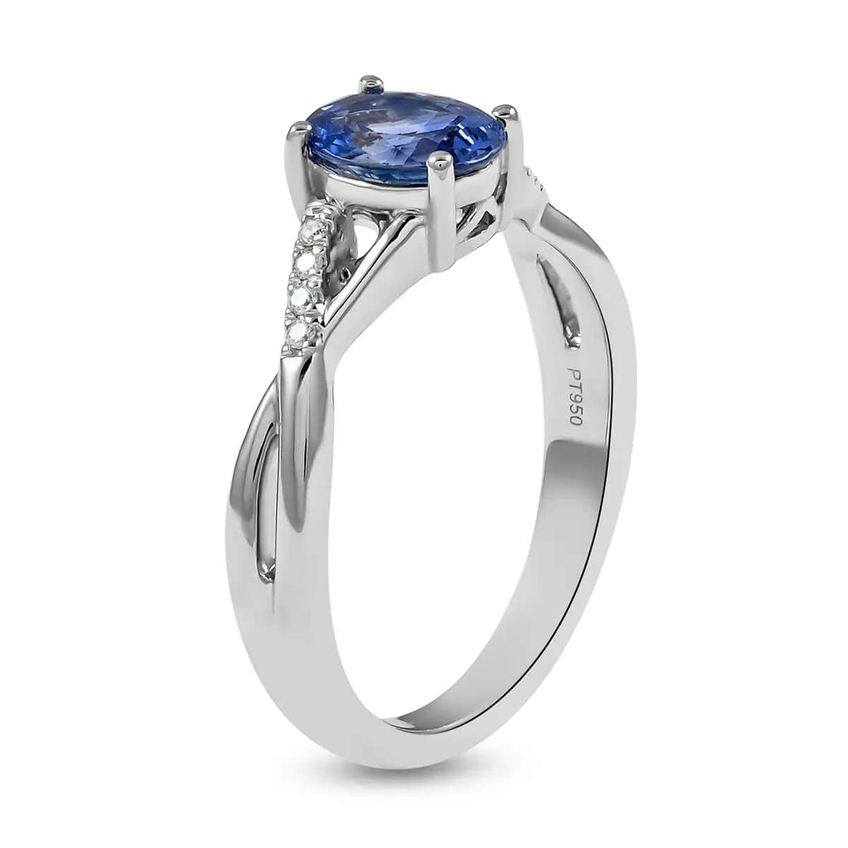 Certified Rhapsody 950 Platinum AAAA Royal Ceylon Sapphire and E-F VS Diamond Ring (Size 10.0) 6.50 Grams 1.40 ctw image number 3