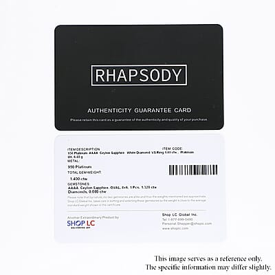 Certified and Appraised Rhapsody 950 Platinum AAAA Royal Ceylon Sapphire, Diamond (E-F, VS) Ring (Size 6.0) (6.50 g) 1.40 ctw