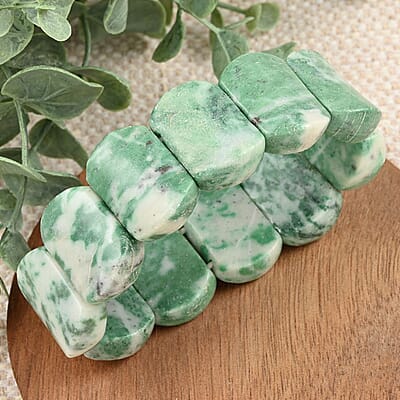 Green Jasper Beaded Stretch Bracelet 405.00 ctw