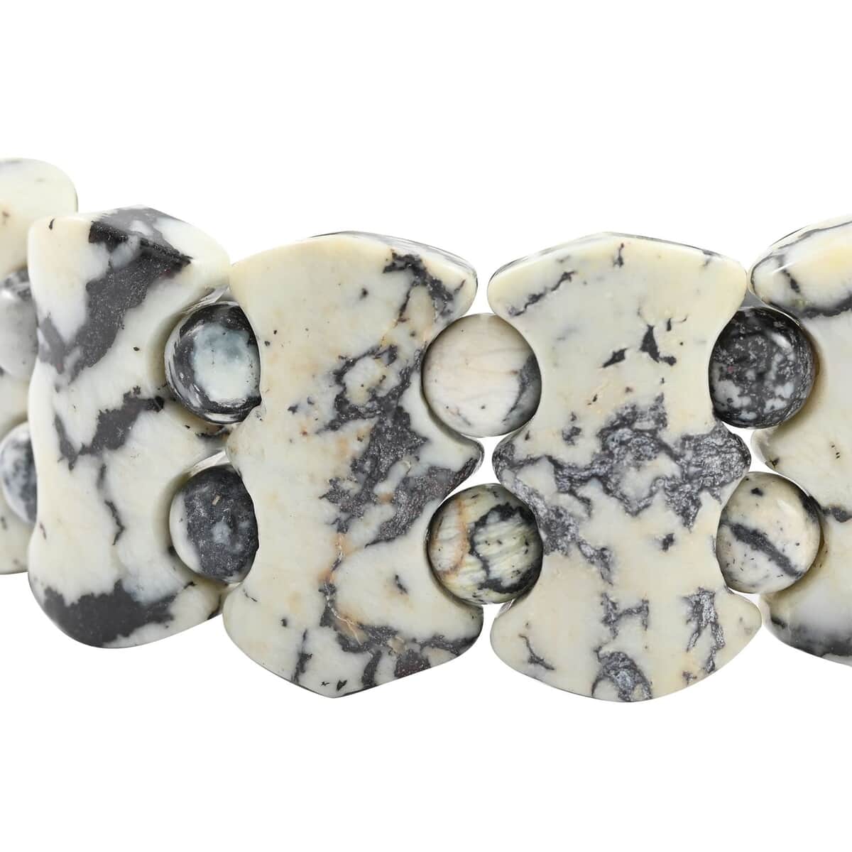 Lab Created White Turquoise Block Stretch Bracelet 255.00 ctw image number 2
