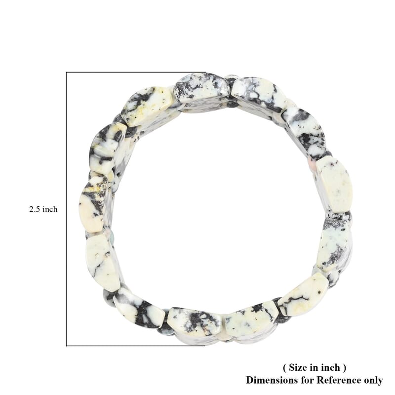 Lab Created White Turquoise Block Stretch Bracelet 255.00 ctw