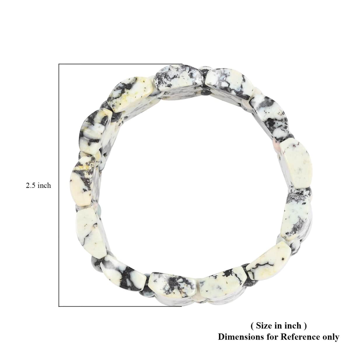 Lab Created White Turquoise Block Stretch Bracelet 255.00 ctw image number 3