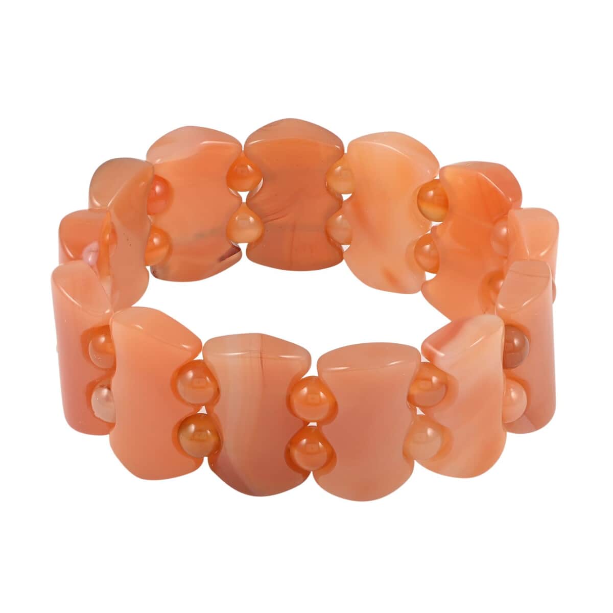 Carnelian Block Stretch Bracelet 235.00 ctw image number 0