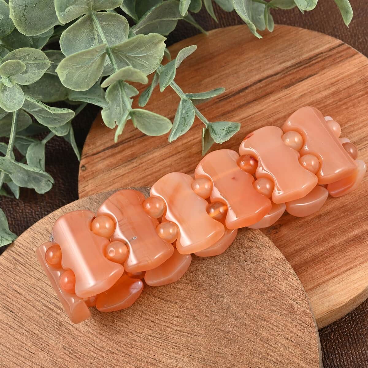 Carnelian Block Stretch Bracelet 235.00 ctw image number 1