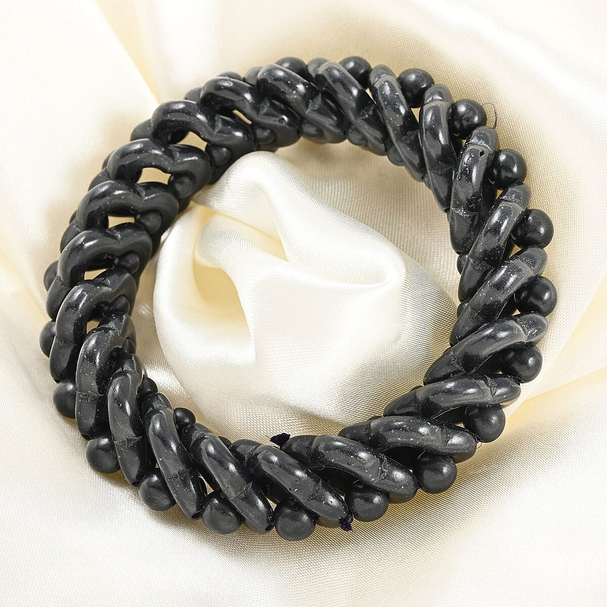 Black Magnesite Beaded Stretch Bracelet 200.00 ctw image number 1