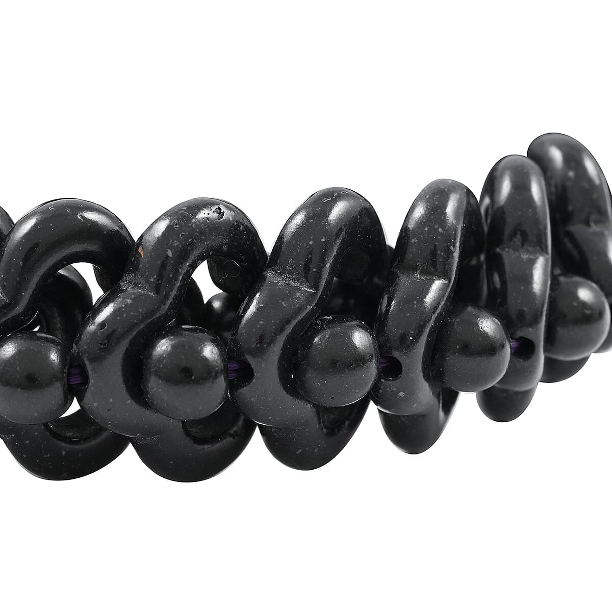Black Magnesite Beaded Stretch Bracelet 200.00 ctw image number 2