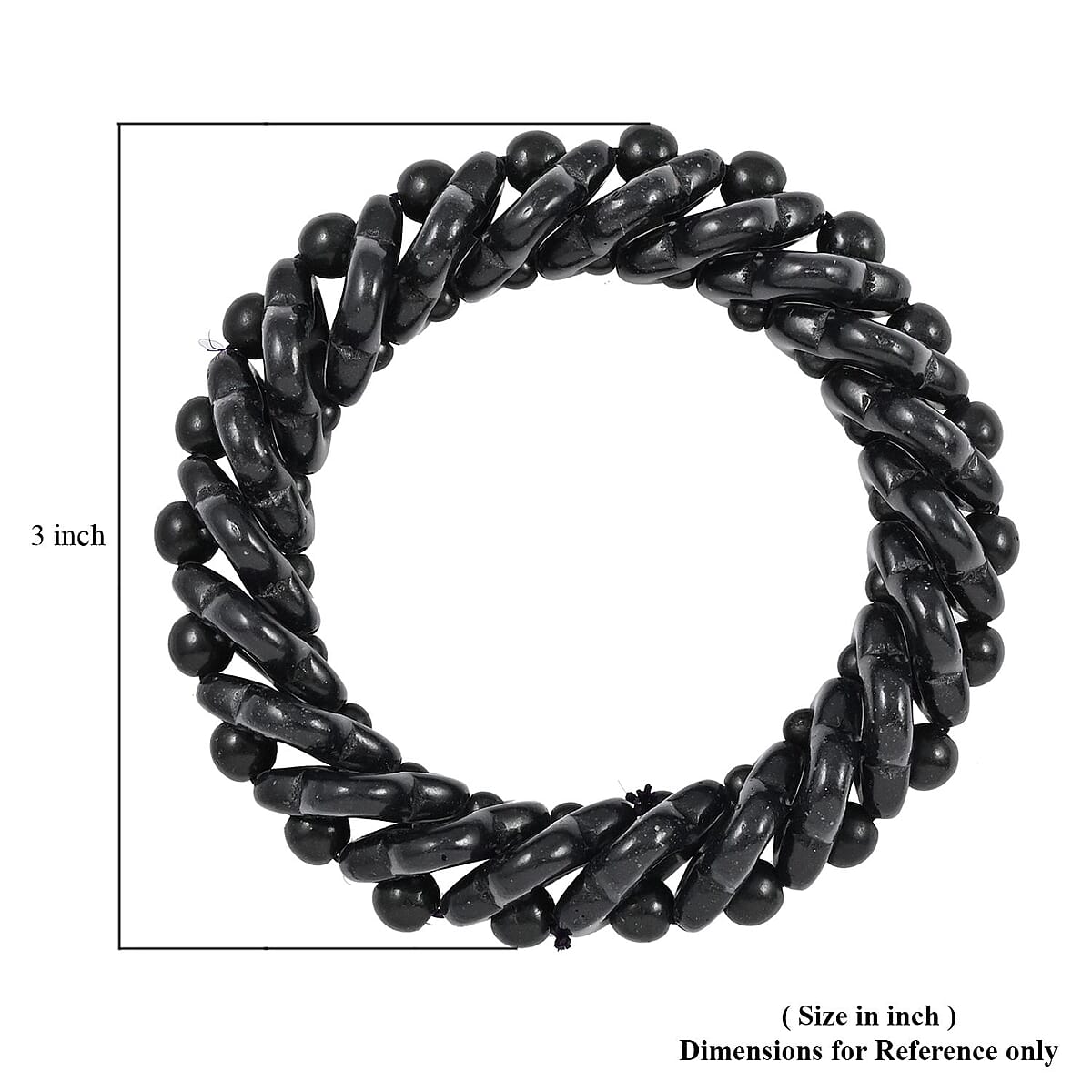 Black Magnesite Beaded Stretch Bracelet 200.00 ctw image number 3