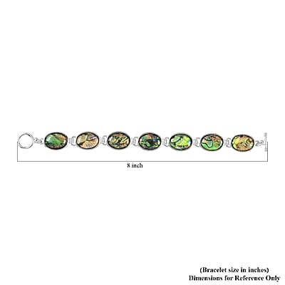 Abalone Shell Beaded Bracelet in Silvertone (8 In)