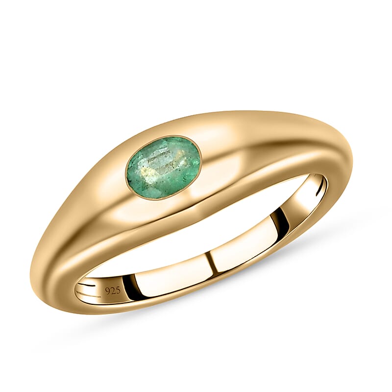 Emerald 0.30 ctw Solitaire Ring in Vermeil YG Over Sterling Silver (Size 11.5)