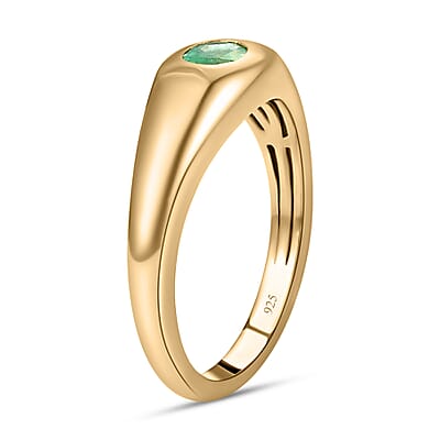Emerald 0.30 ctw Solitaire Ring in Vermeil YG Over Sterling Silver (Size 11.5)