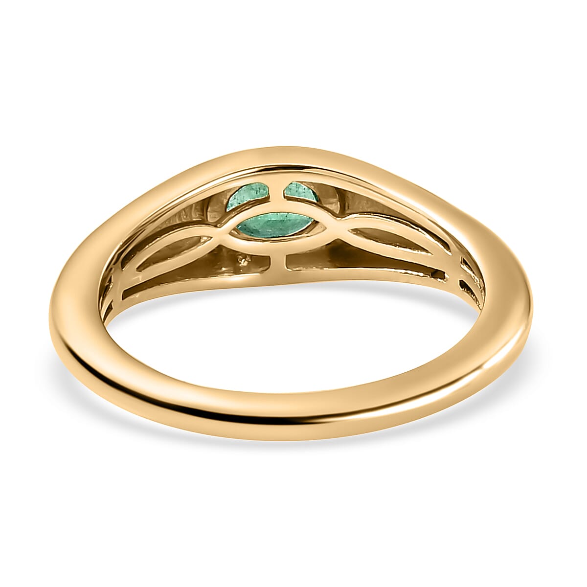 Emerald 0.30 ctw Solitaire Ring in Vermeil YG Over Sterling Silver (Size 11.5)