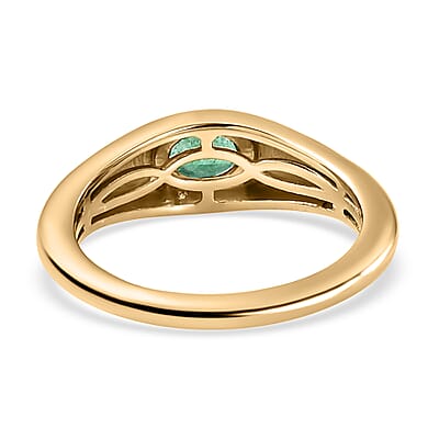 Emerald 0.30 ctw Solitaire Ring in Vermeil YG Over Sterling Silver (Size 11.5)