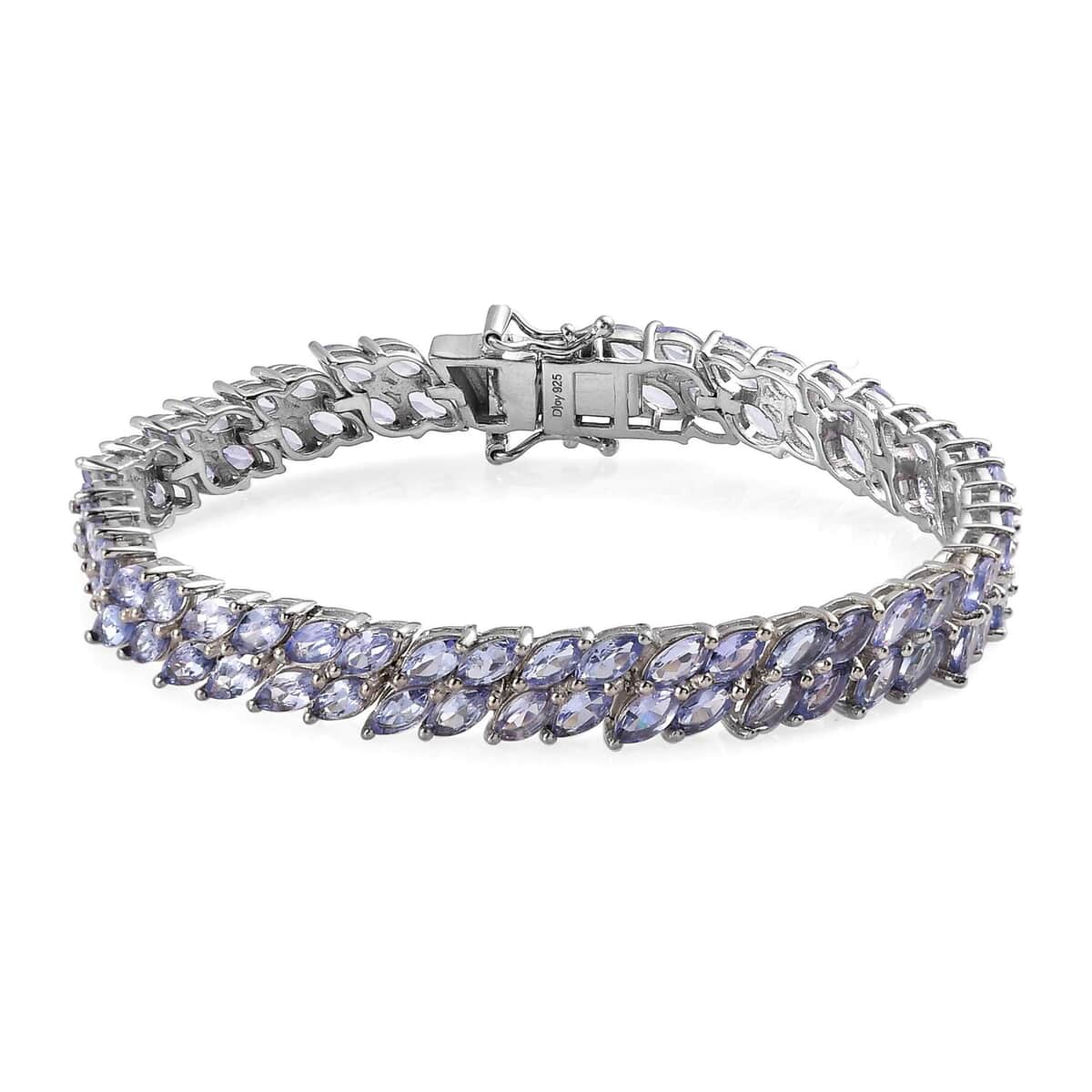 Tanzanite Double-Row Link Bracelet in Platinum Over Sterling Silver (6.50 In) 12.20 Grams 12.00 ctw image number 0