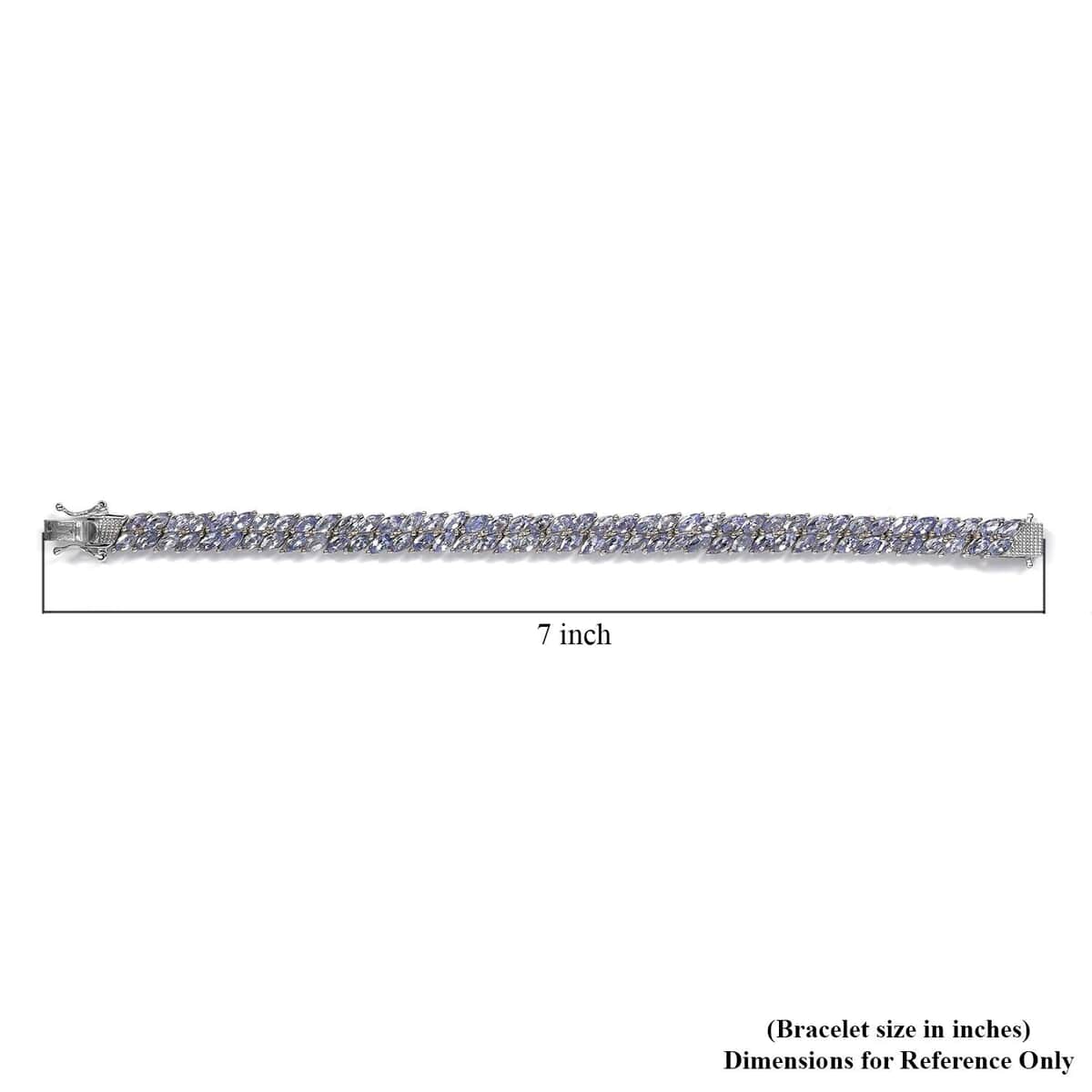 Tanzanite 2 Row Link Bracelet in Platinum Over Sterling Silver (7.25 In) 12.75 Grams 13.15 ctw image number 4