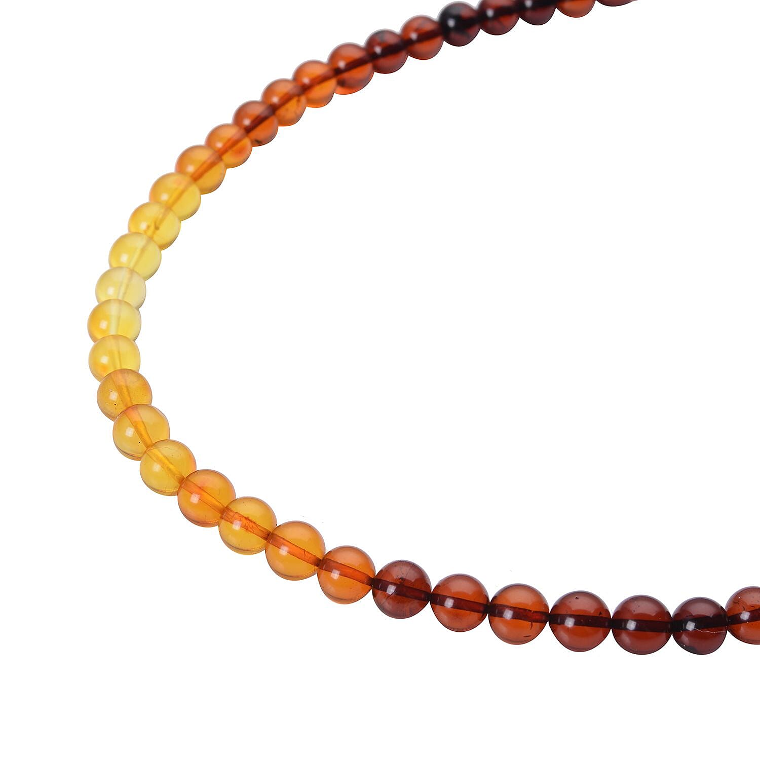 Baltic Multi Color Amber Beaded Necklace 20 Inches in Rhodium Over Sterling Silver 60.50 ctw