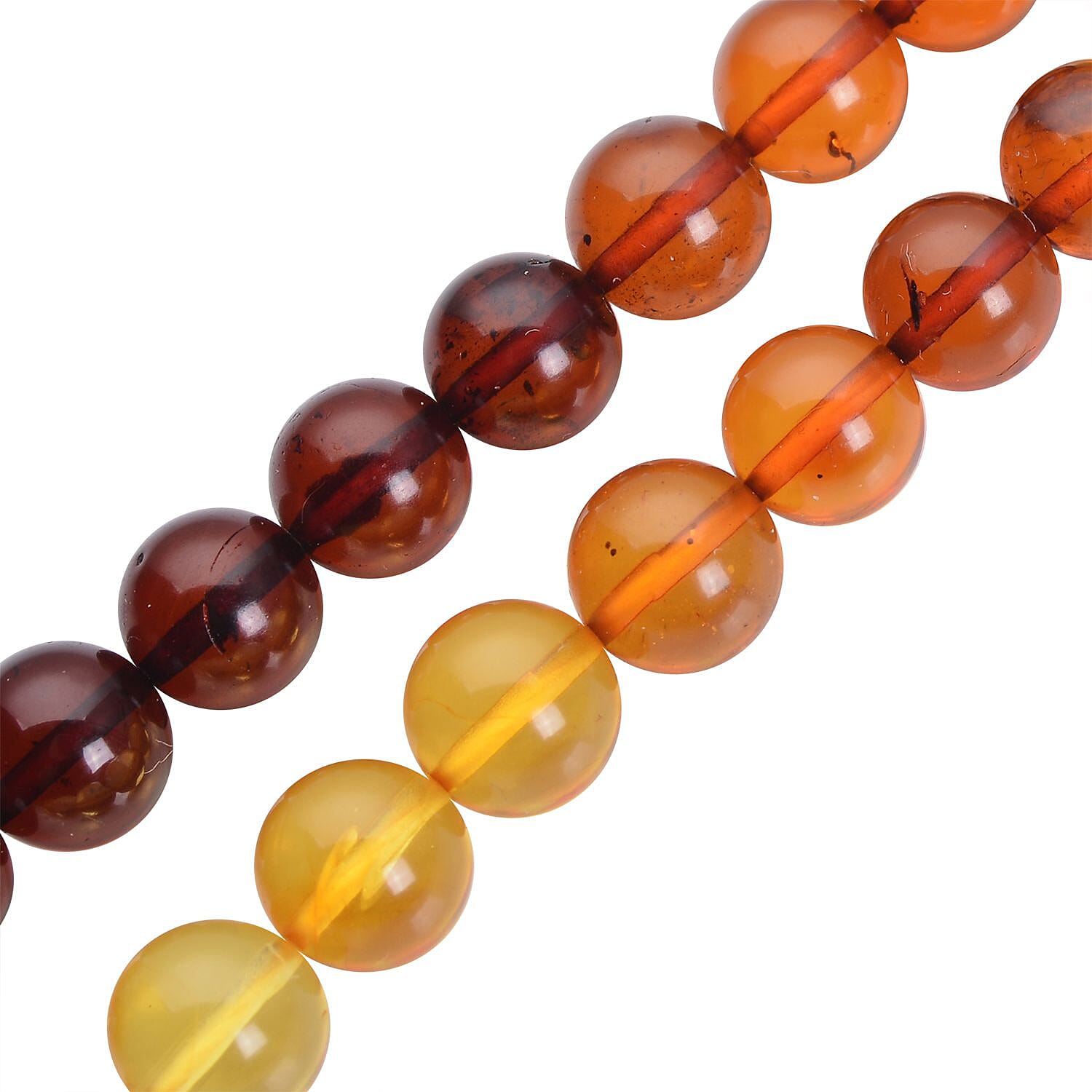 Baltic Multi Color Amber Beaded Necklace 20 Inches in Rhodium Over Sterling Silver 60.50 ctw