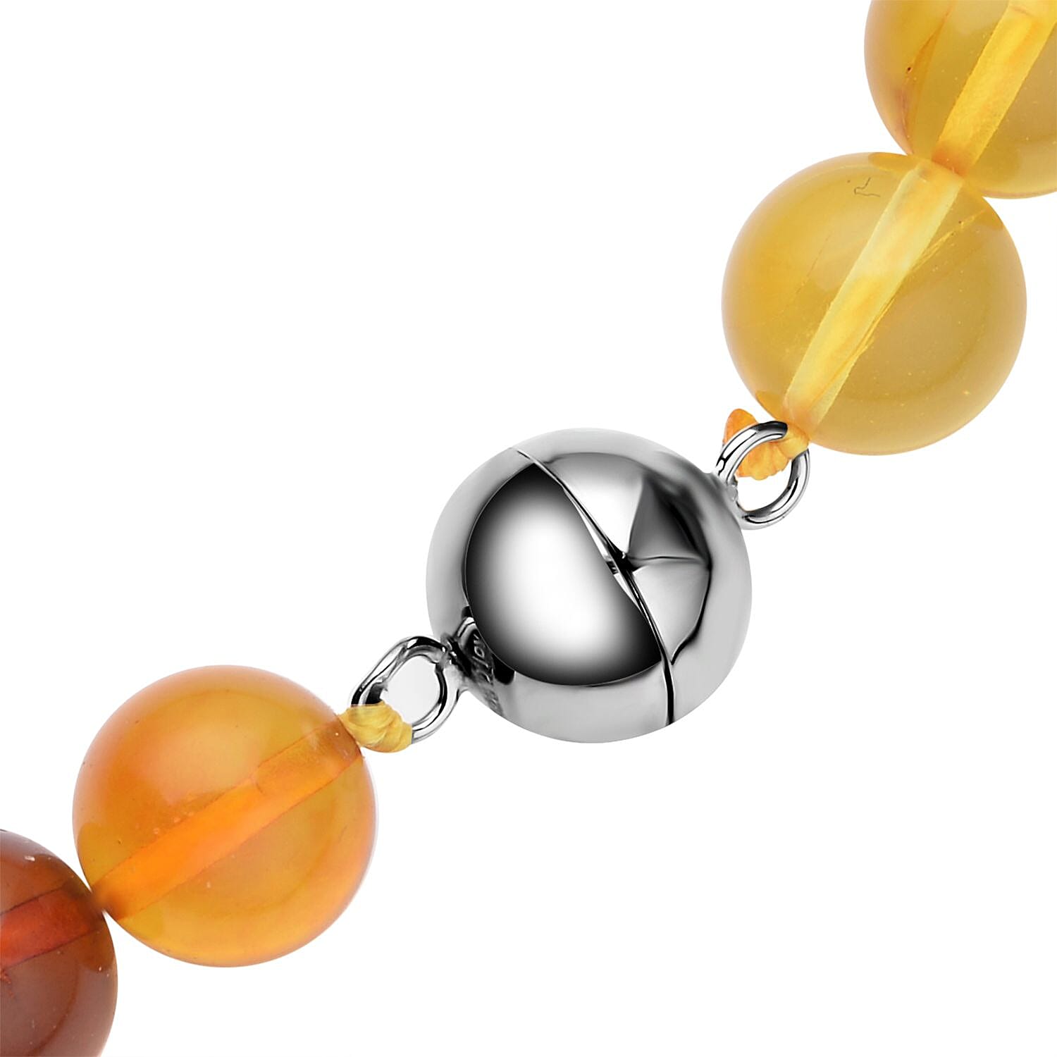 Baltic Multi Color Amber Beaded Necklace 20 Inches in Rhodium Over Sterling Silver 60.50 ctw
