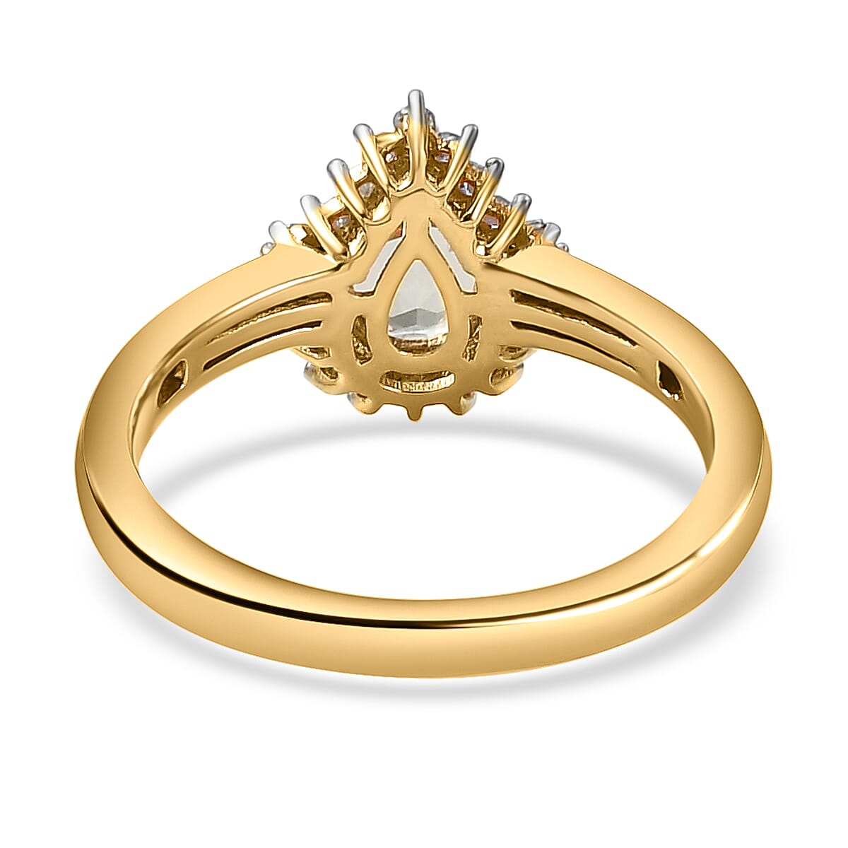 Turkizite and White Diamond 1.05 ctw Ring in 18K Vermeil Yellow Gold Over Sterling Silver (Size 10.0)