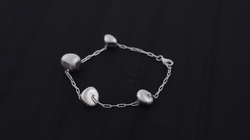 Marvelous Meteorite Paper Clip Chain Station Bracelet in Rhodium Over Sterling Silver (8.00 In) 60.00 ctw