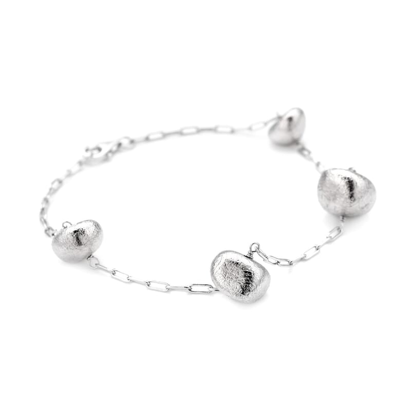 Marvelous Meteorite Paper Clip Chain Station Bracelet in Rhodium Over Sterling Silver (8.00 In) 60.00 ctw