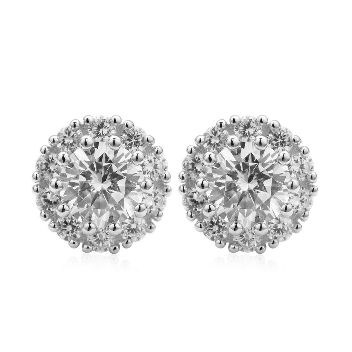 Simulated Diamond Rotating Spinner Halo Earring Studs in 14K Yellow Gold Over Sterling Silver 4.30 ctw image number 0