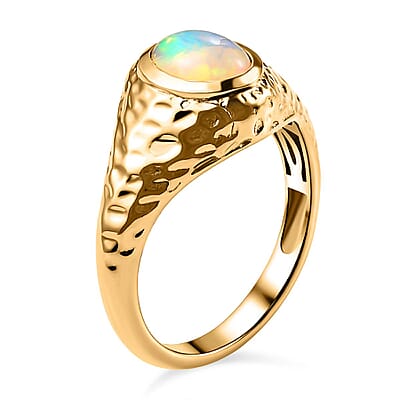 Ethiopian Welo Opal 0.80 ctw Solitaire Ring in 14K Yellow Gold Over Sterling Silver (Size 10.0)